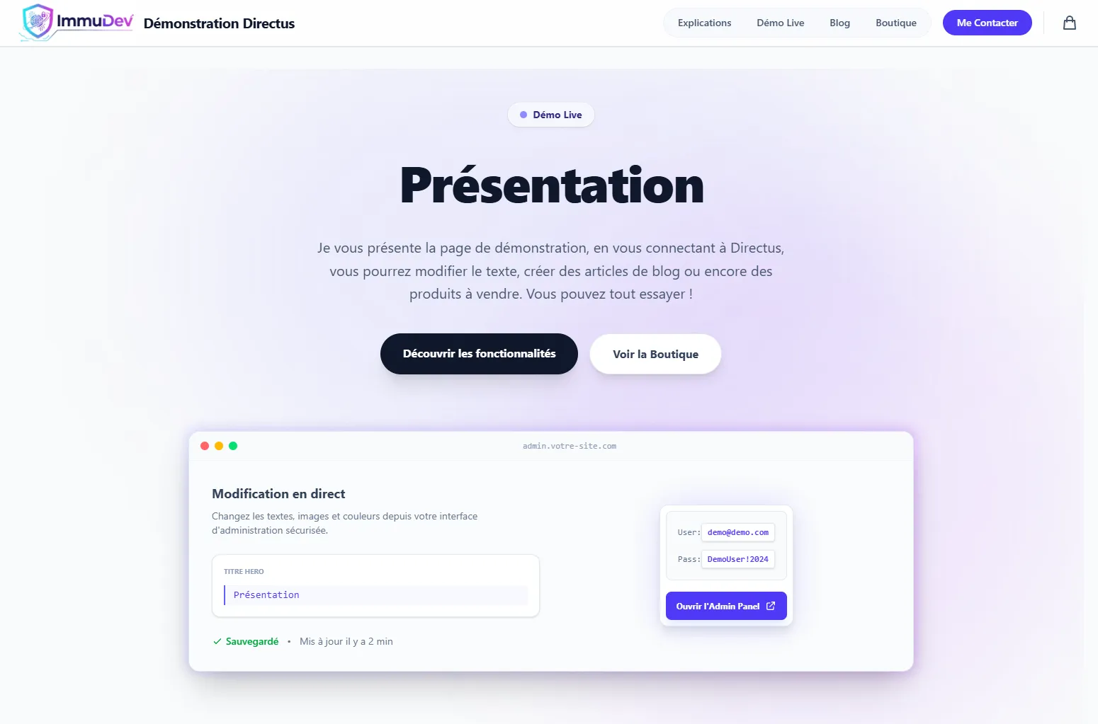 Site Vitrine & E-commerce - Démo